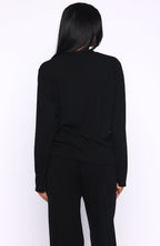 Come A Long Way Soft Lounge Long Sleeve Ribbed Tee Black