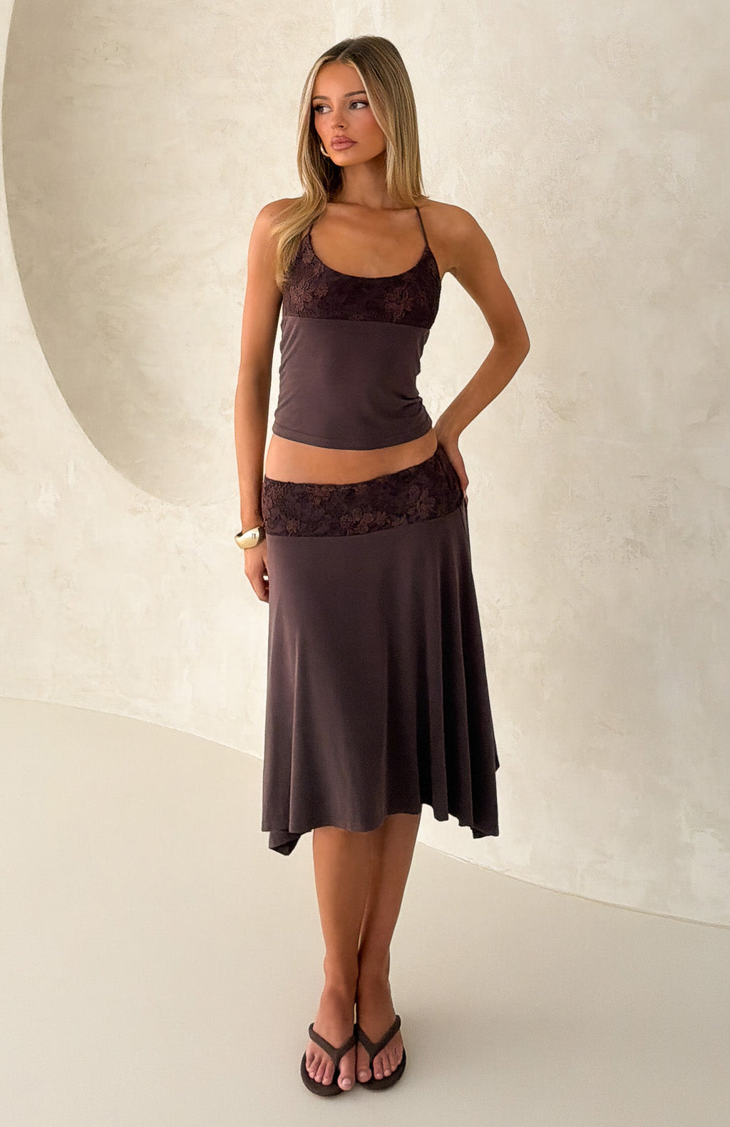 Cool Chaos Midi Skirt Chocolate