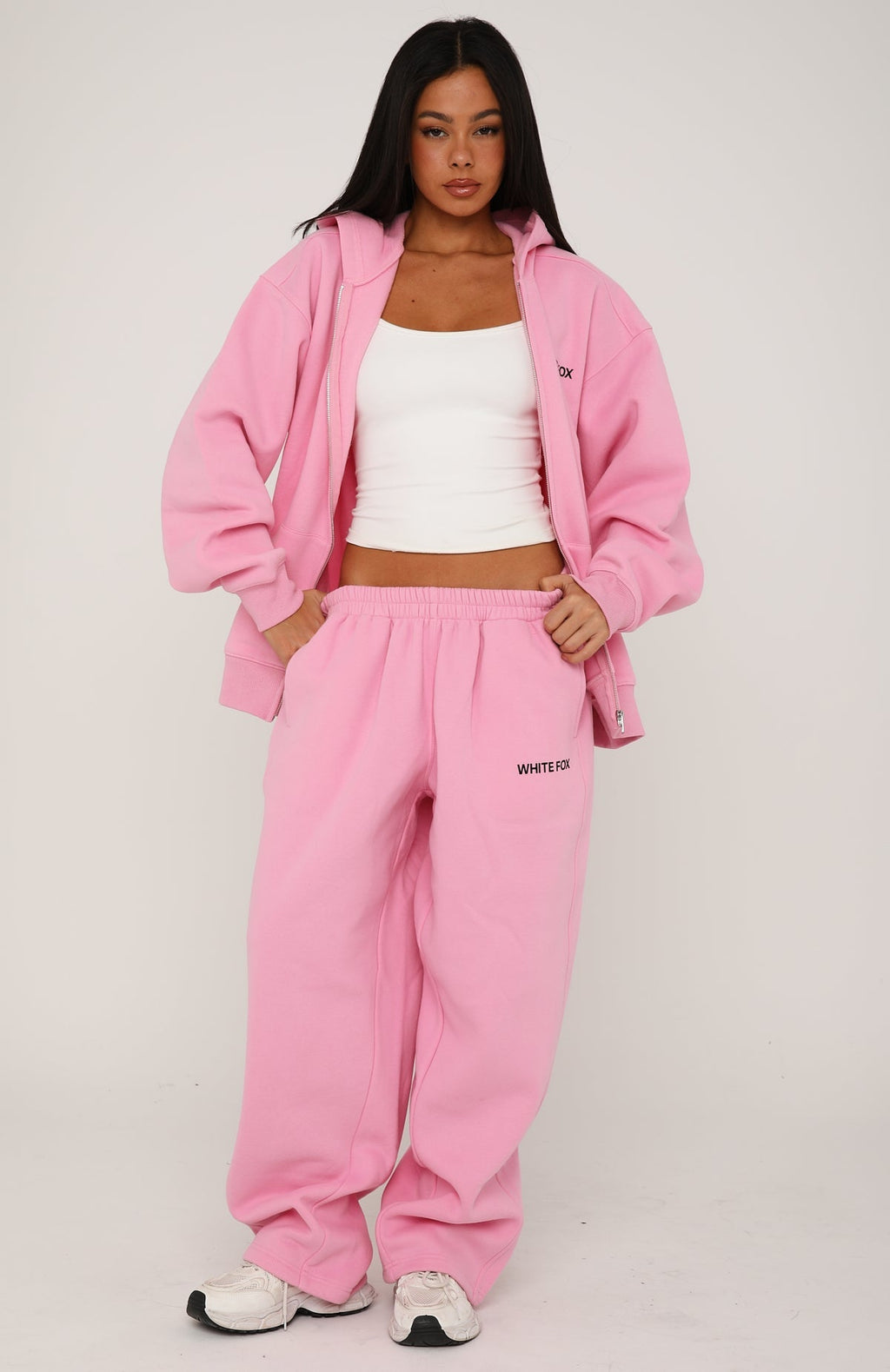 Core Classic Zip Front Hoodie Pink