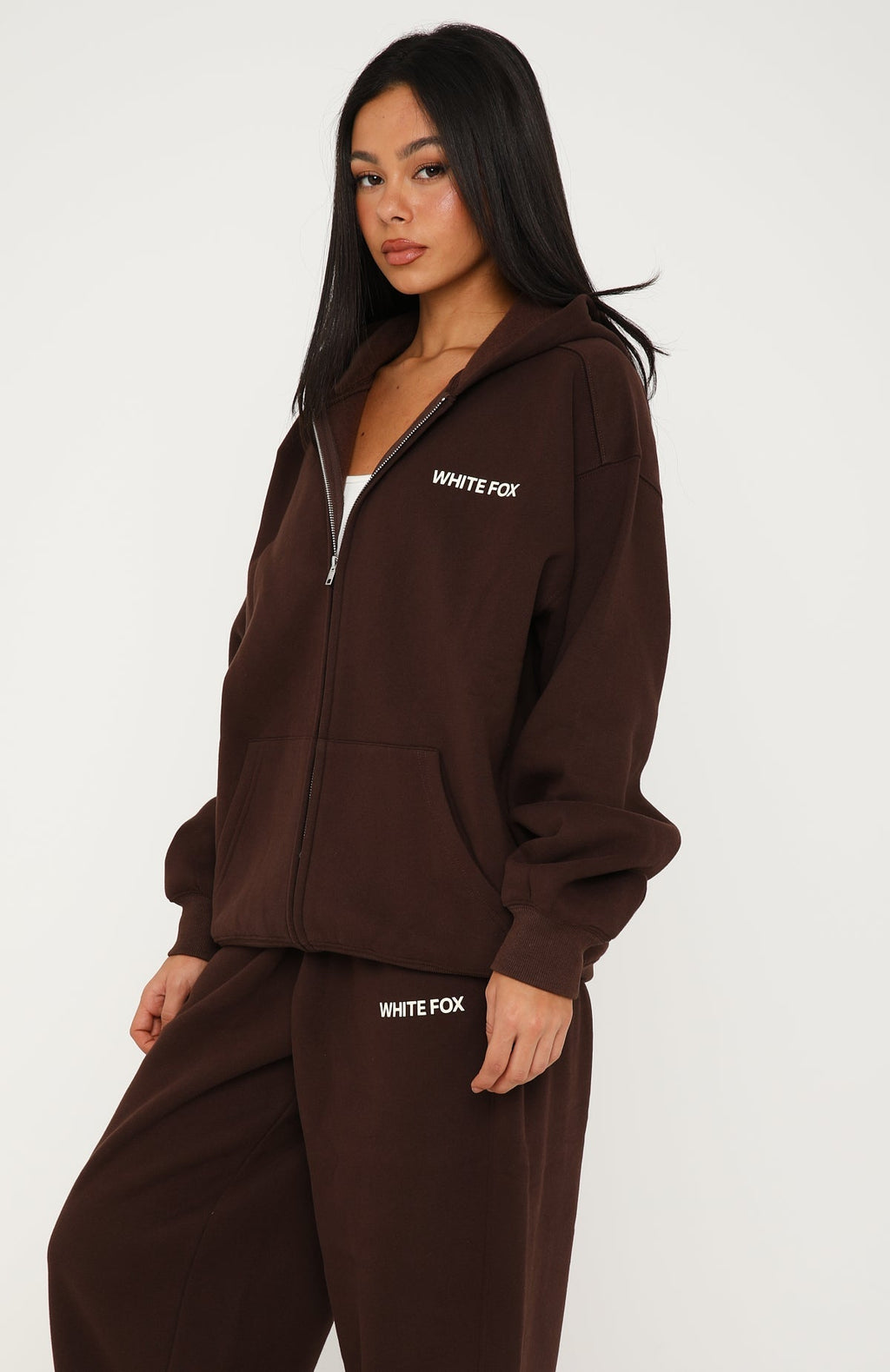 Core Classic Zip Front Hoodie Chocolate