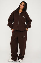Core Classic Zip Front Hoodie Chocolate