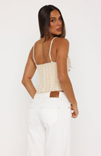 Cosmic Crush Bustier Burnt Butter Check