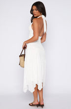 Crazy Little Thing Halter Midi Dress White
