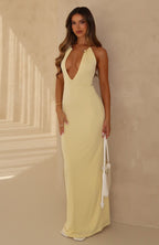 Cute Without Apology Halter Maxi Dress Lemon