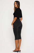 Cynthia High Rise Capri Jeans Black Acid Wash