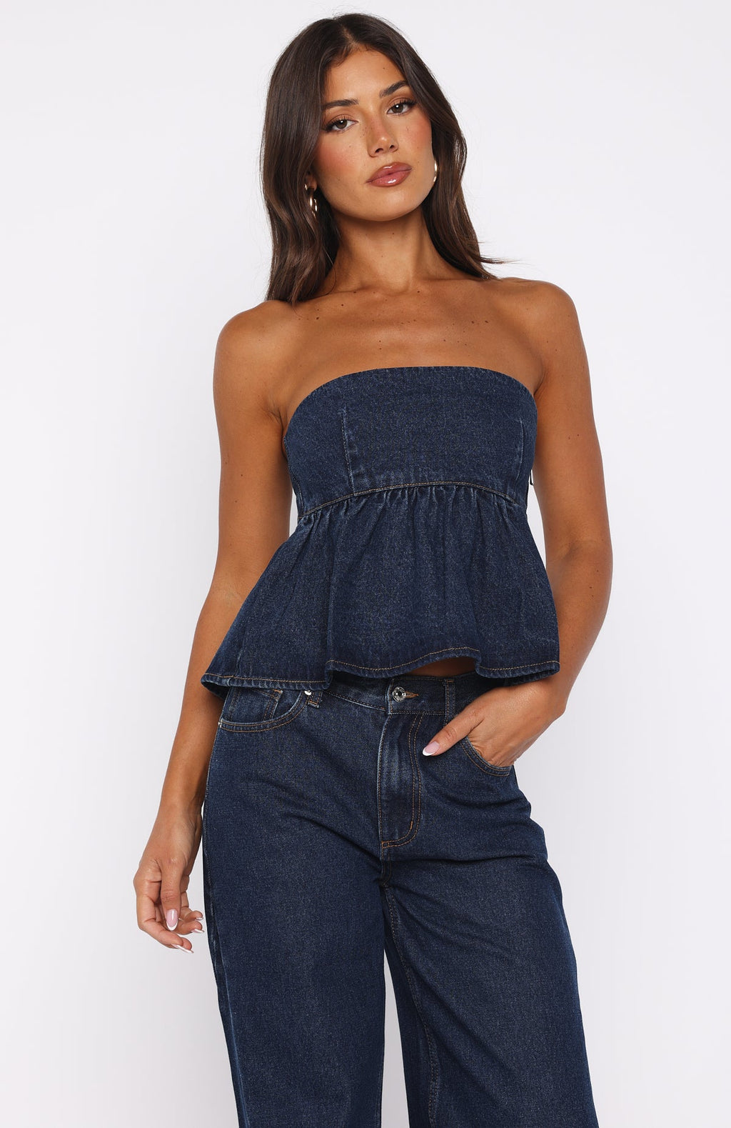 Dedicated To Growth Denim Top Dark Blue Wash