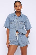 Denim Daydream Button Up Shirt Mid Blue Wash