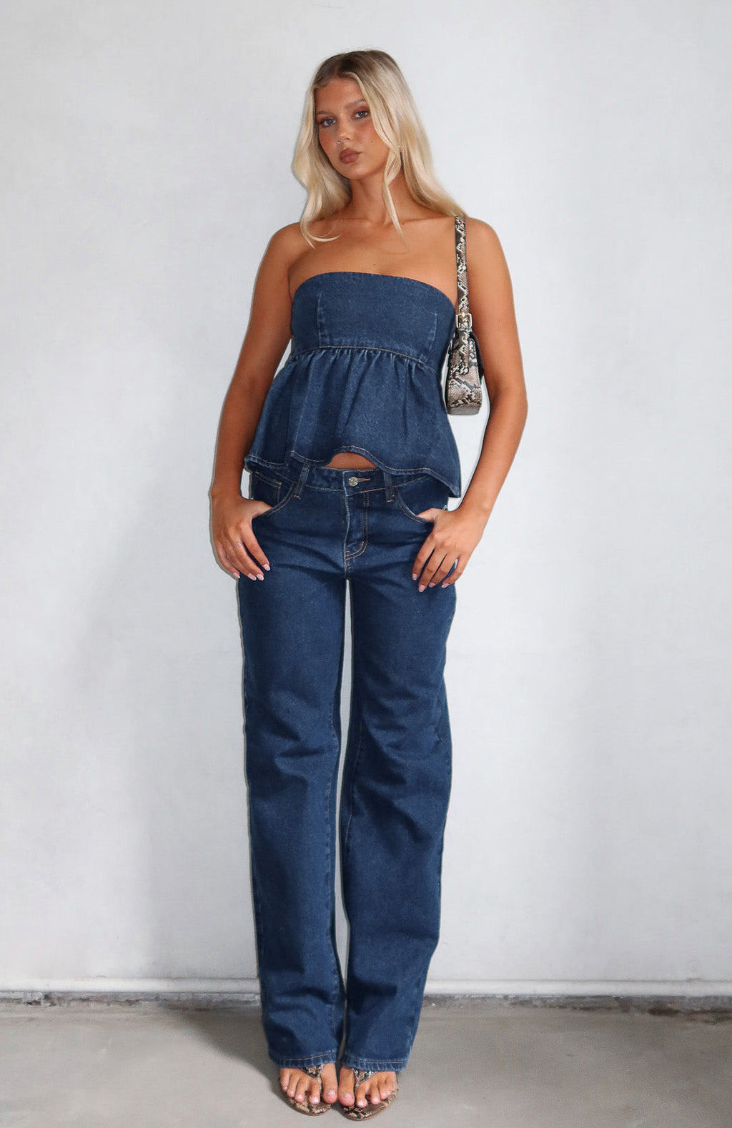 Dedicated To Growth Denim Top Dark Blue Wash