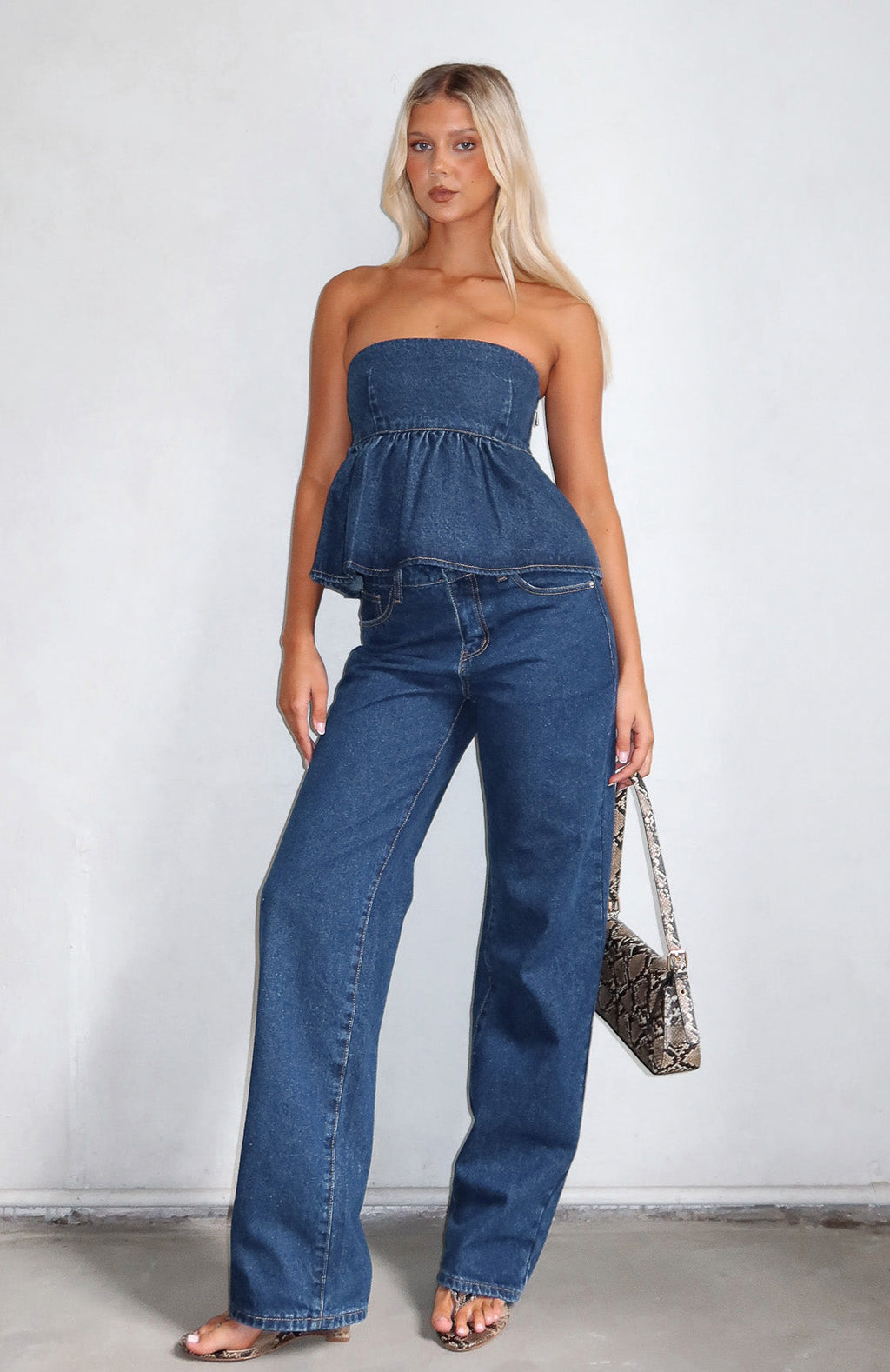 Dedicated To Growth Denim Top Dark Blue Wash