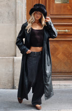Do I Ever PU Trench Coat Black