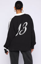Dreamy Skies Long Sleeve Oversized Jersey Black