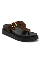 Eudora Thong Sandals Chocolate Faux Suede