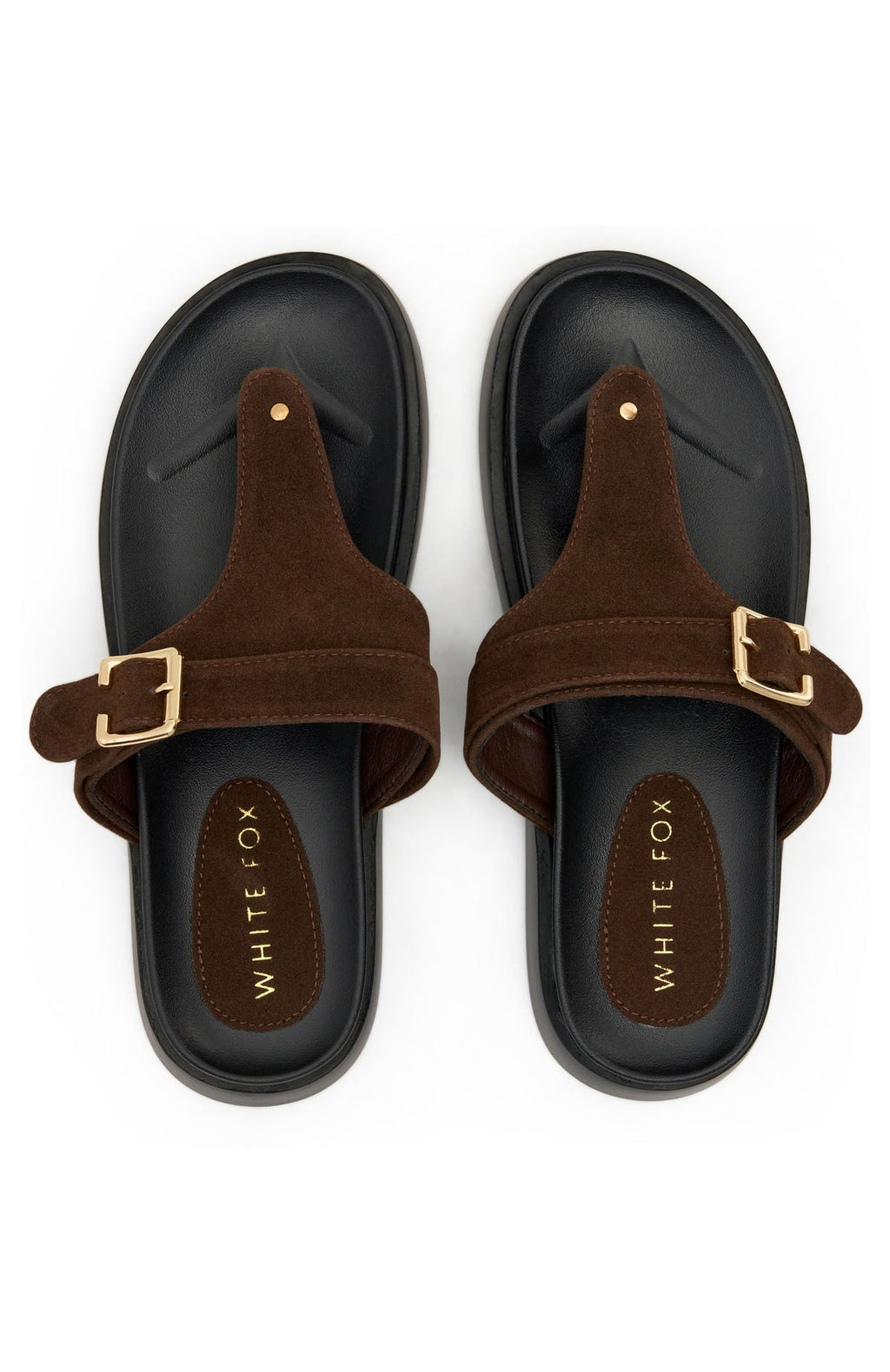 Eudora Thong Sandals Chocolate Faux Suede