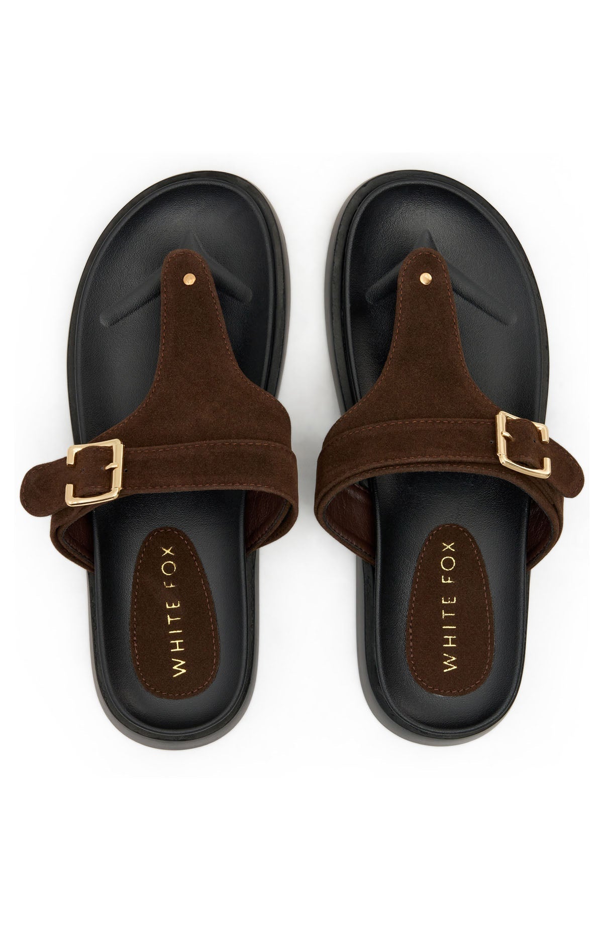Eudora Thong Sandals Chocolate Faux Suede