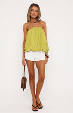 Eye On It Strapless Top Chartreuse
