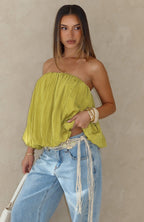 Eye On It Strapless Top Chartreuse