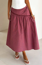 Feeling Groovy Maxi Skirt Red Gingham