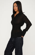 Felt Like Us Long Sleeve Top Black