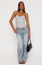 Fire Me Up Strapless Bustier Darling Grey Check
