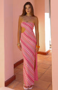 Flirt Mode Strapless Maxi Dress Sunrise Waves