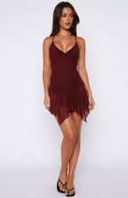 Floating Through It Mini Dress Burgundy