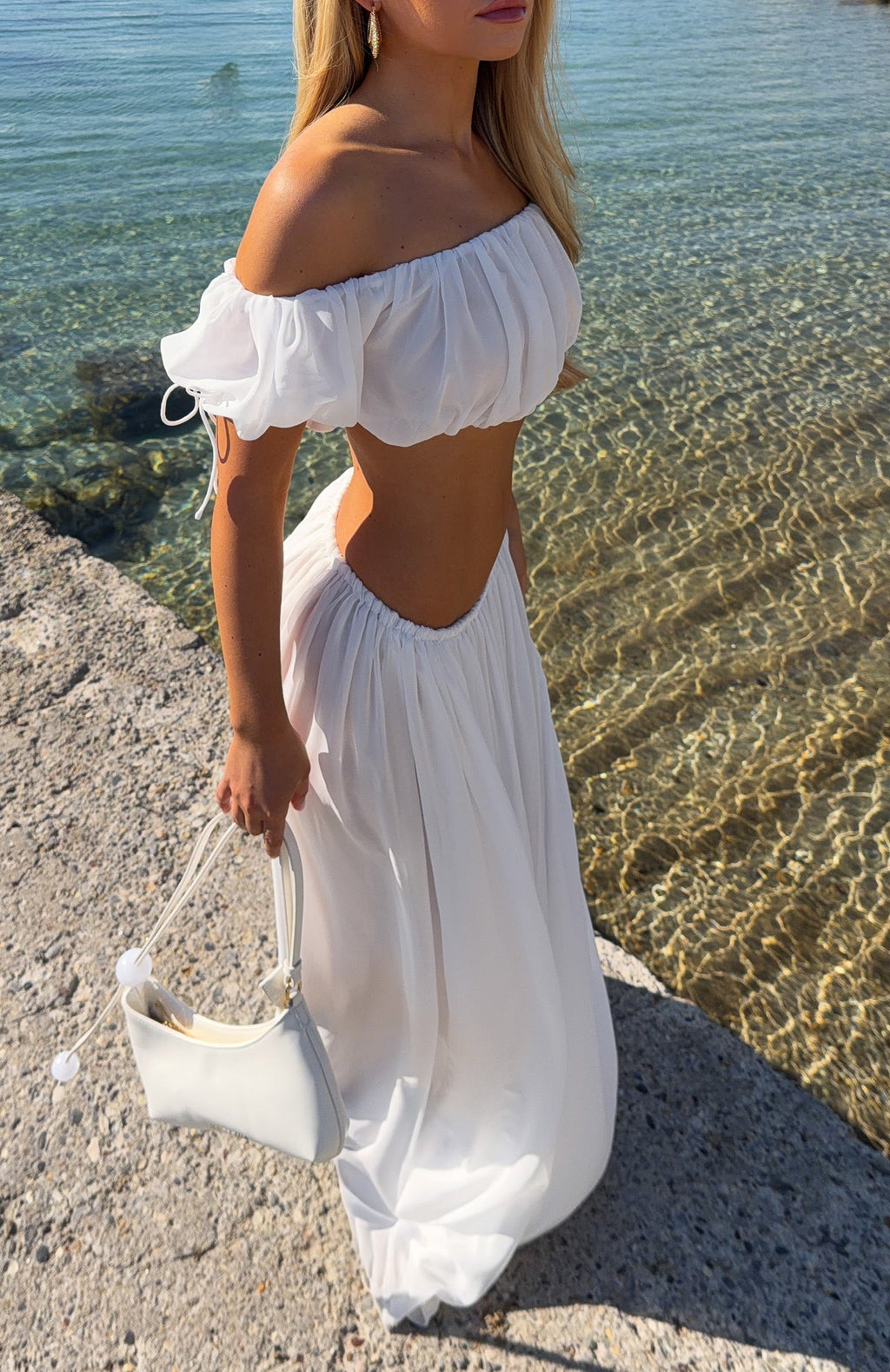 Flounce Flirt Maxi Skirt White