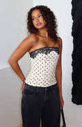Flow Of Things Strapless Bustier Cream/Black Polka Dot