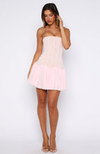 Following My Heart Strapless Mesh Mini Dress Baby Pink