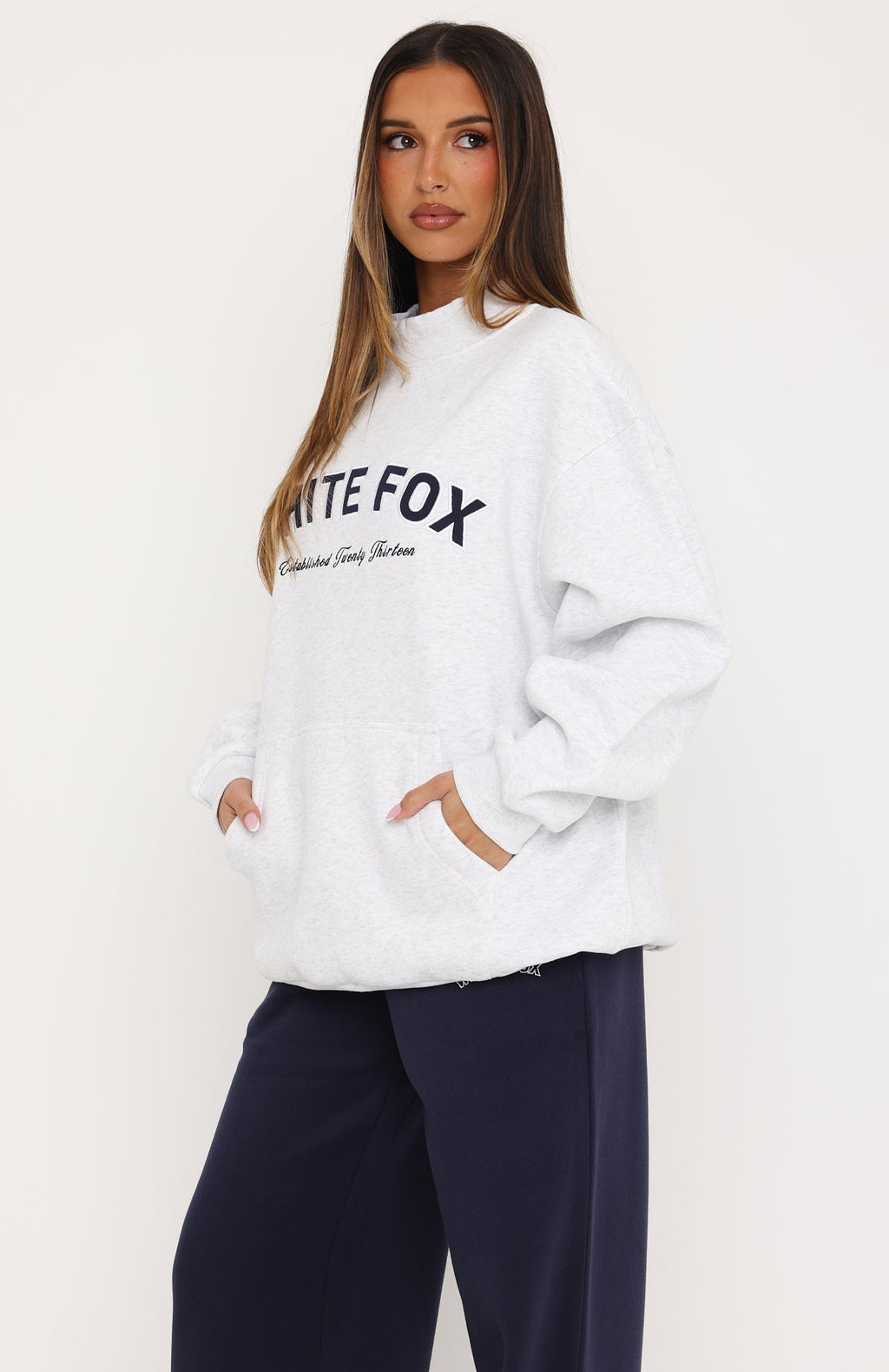 Found It Out Mock Neck Sweater Grey Marle