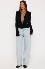 Fun And Flirty Long Sleeve Top Black