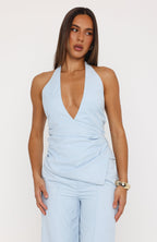 Fun In The Sun Halter Top Baby Blue