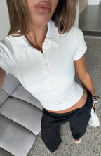 Get Back Up Short Sleeve Polo Top Off White