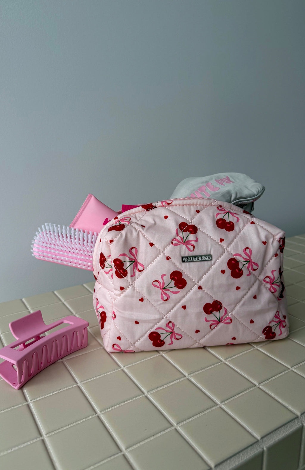 Getting Ready Cosmetic Bag Cherry Bow