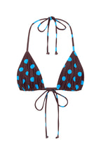 Golden Hour Bikini Top Cocoa Blue Polka Dot