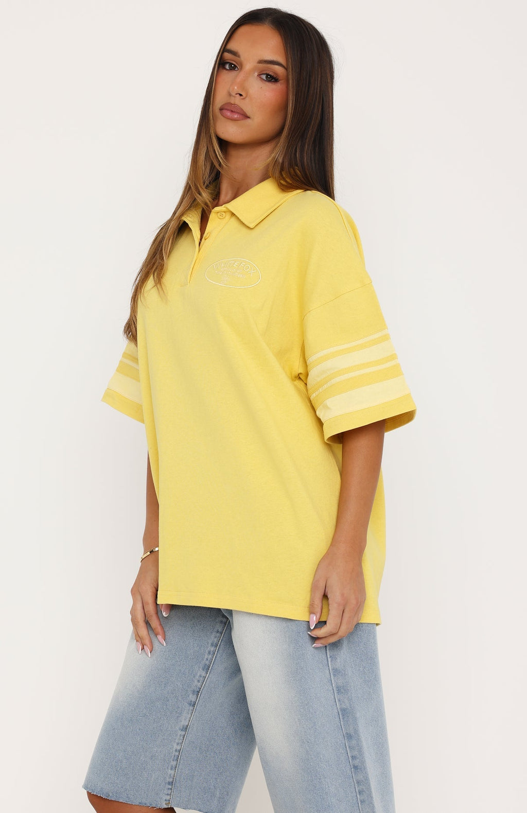 Golden Hour Glow Oversized Short Sleeve Rugby Shirt Mustard