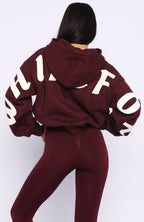 Gone Away Boxy Zip Front Hoodie Merlot