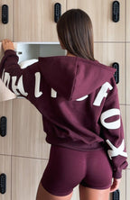 Gone Away Boxy Zip Front Hoodie Merlot