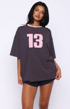 Good Old Days Oversized Tee Pink / Navy Stripe
