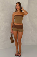 Charmed Life Booty Shorts Chocolate/Banana Stripe