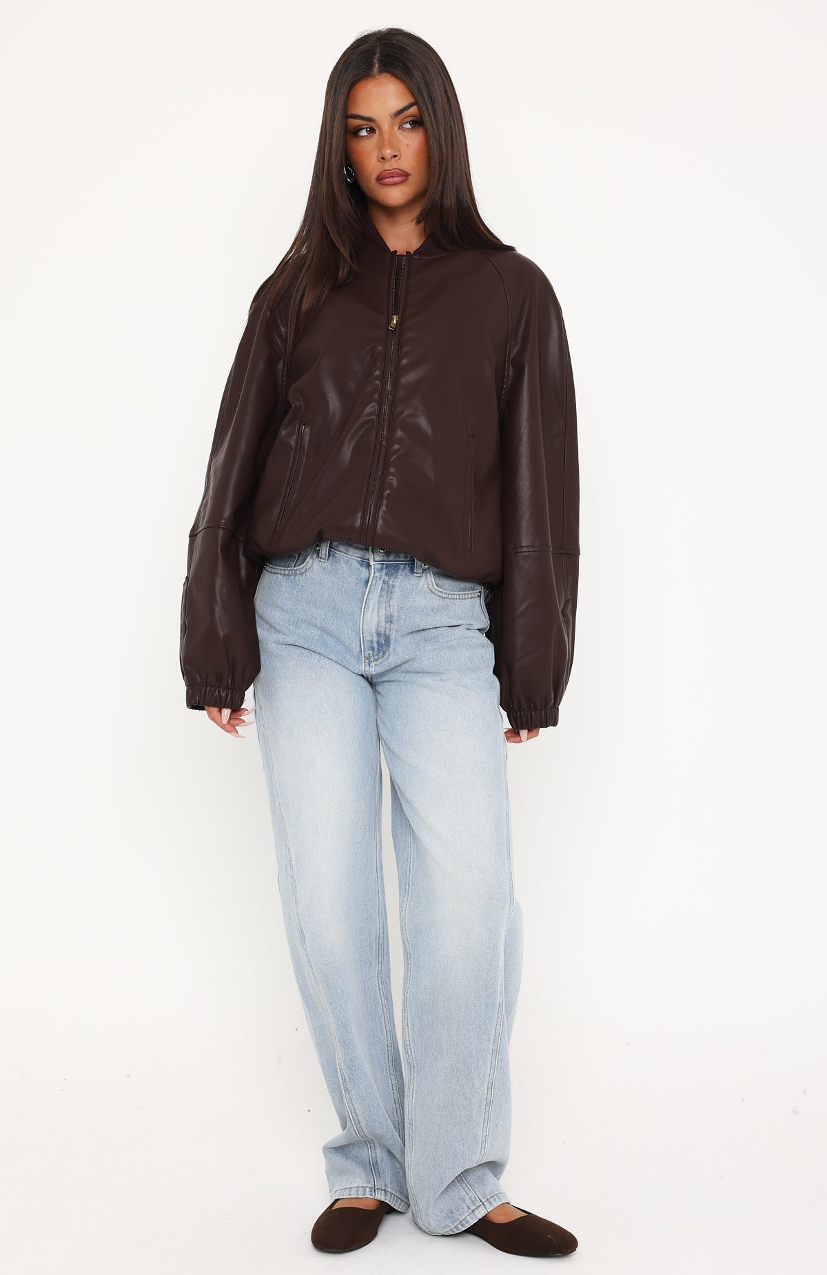 Hanging On You PU Jacket Chocolate