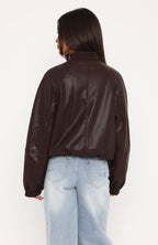 Hanging On You PU Jacket Chocolate