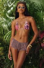 Happy Memories Crochet Beaded Shorts Boysenberry