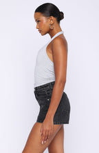 Hayley High Rise Denim Shorts Black Acid Wash