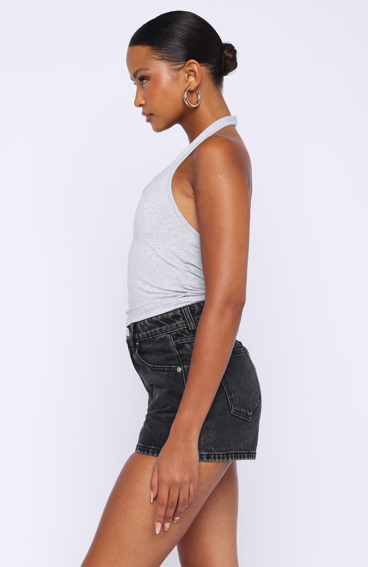 Hayley High Rise Denim Shorts Black Acid Wash
