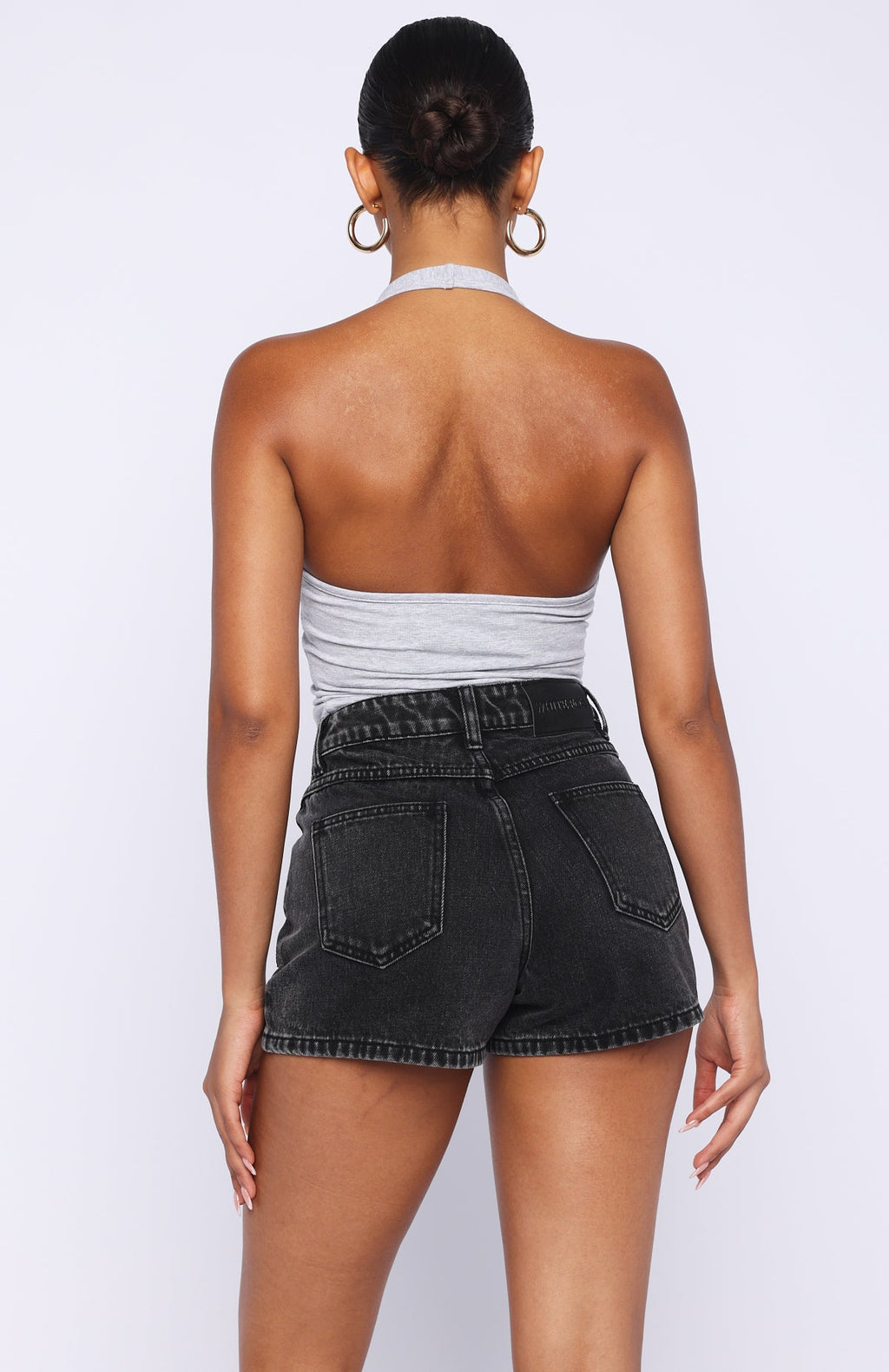Hayley High Rise Denim Shorts Black Acid Wash