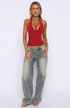 Hot Girl Halter Bustier Red