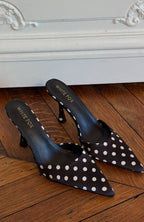 Iskra Mules Black Polka Dot