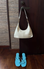 Jane Shoulder Bag Cream Faux Suede