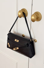 Jesse Shoulder Bag Black Faux Croc