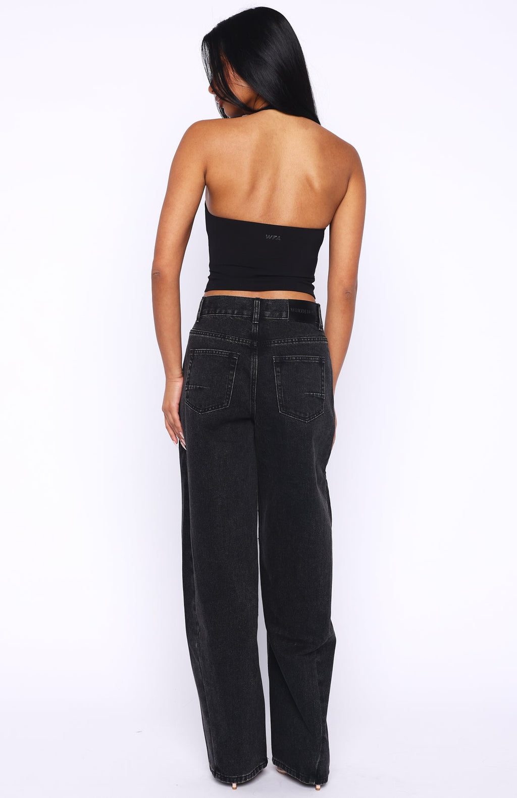 Jessica Mid Rise Barrel Leg Jeans Black Acid Wash